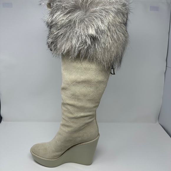 Dior Suede & Fox Fur Knee High Boots - Picture 7 of 16